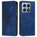Funda de cartera con diseño de rombos y cierre magnético para Xiaomi 14T - Azul