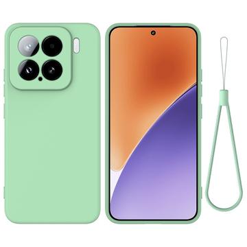 Xiaomi 15 Funda de silicona líquida con correa de mano - Verde
