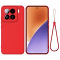 Xiaomi 15 Funda de silicona líquida con correa de mano - Rojo
