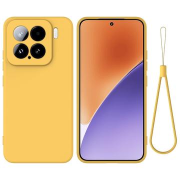 Xiaomi 15 Funda de silicona líquida con correa de mano - Amarillo
