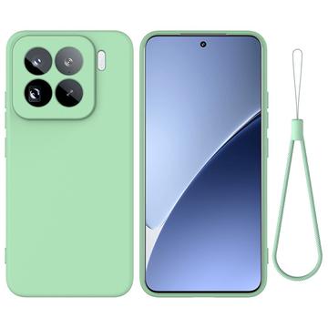 Xiaomi 15 Pro Funda de silicona líquida con correa de mano - Verde