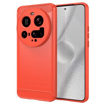 Carcasa de TPU Brushed para Xiaomi 15 Ultra - Fibra de Carbono - Rojo