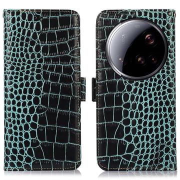 Funda Crocodile con RFID para Xiaomi 15 Ultra - Estilo Cartera - Verde