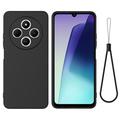 Xiaomi 15 Ultra Funda de silicona líquida con correa de mano - Negro