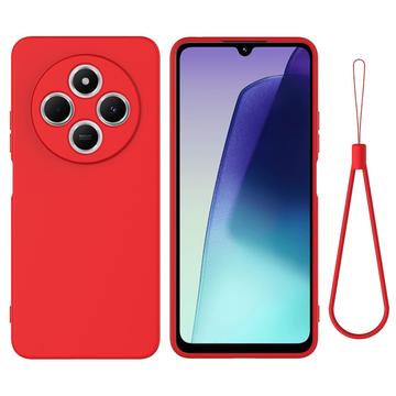 Xiaomi 15 Ultra Funda de silicona líquida con correa de mano - Rojo