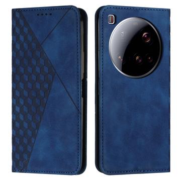 Funda de cartera con diseño de rombos y cierre magnético para Xiaomi 15 Ultra
