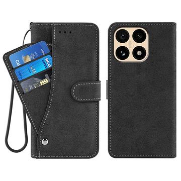Xiaomi 15T Elegante Funda Retro para Cartera con Tarjetero Giratorio - Negro