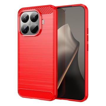 Carcasa de TPU Brushed para Xiaomi 15T Pro - Fibra de Carbono - Rojo