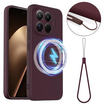 Funda de Silicona Líquida para Xiaomi 15T Pro - Compatible con MagSafe - Vino Tinto