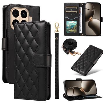 Funda acolchada de lujo para Xiaomi 15T Pro - Estilo Cartera - Negro