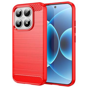 Carcasa de TPU Brushed para Xiaomi 17 - Fibra de Carbono - Rojo