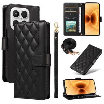 Funda acolchada de lujo para Xiaomi 17 - Estilo Cartera - Negro