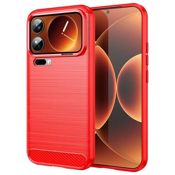 Carcasa de TPU Brushed para Xiaomi 17 Pro Max - Fibra de Carbono - Rojo