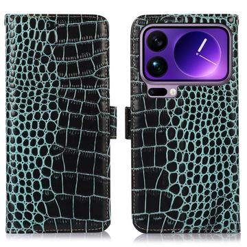 Funda Crocodile con RFID para Xiaomi 17 Pro Max - Estilo Cartera - Verde