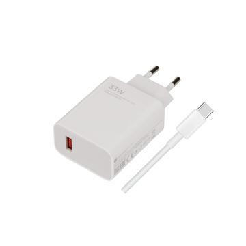 Xiaomi 33W Cargador de viaje con cable USB-C MDY-11-EZ - Bulk - Blanco