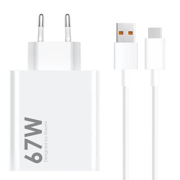 Xiaomi 67W Cargador de viaje con 6A USB-C Cable MDY-14-EW - Bulk - Blanco