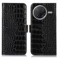Funda Crocodile con RFID para Xiaomi Poco F7 Pro - Estilo Cartera - Negro