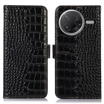 Funda Crocodile con RFID para Xiaomi Poco F7 Pro - Estilo Cartera - Negro