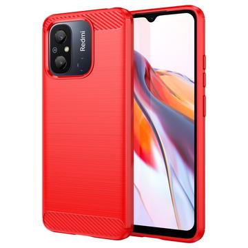 Carcasa de TPU Brushed para Xiaomi Redmi 12C - Fibra de Carbono - Rojo