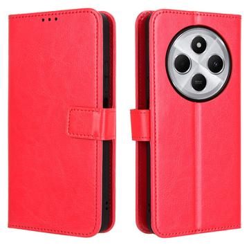 Funda de cartera con cierre magnético para Xiaomi Redmi 14C/14R/Poco C75 - Rojo