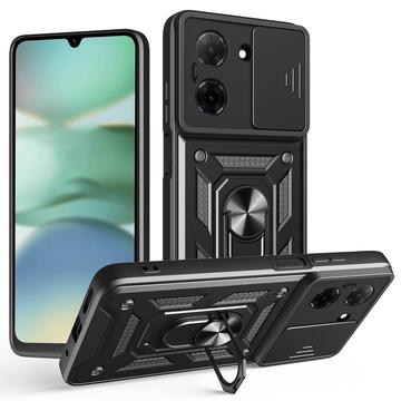 Funda híbrida con anillo giratorio y protector de cámara para Xiaomi Redmi A5 4G/Poco C71 - Negro