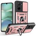 Funda híbrida con anillo giratorio y protector de cámara para Xiaomi Redmi A5 4G/Poco C71 - Rosa Dorado