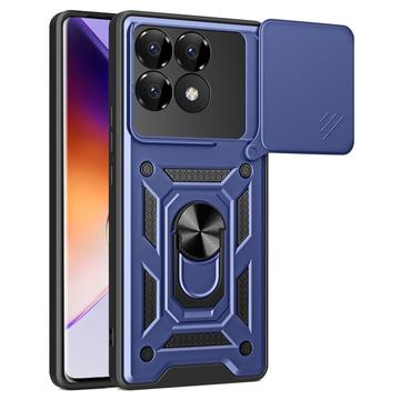 Funda Híbrida con Anillo Giratorio con Protector de Cámara para Xiaomi Redmi K70/K70 Pro/Poco F6 Pro - Azul