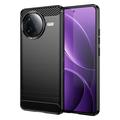 Carcasa de TPU Brushed para Xiaomi Redmi K80/Poco F7 Pro - Fibra de Carbono - Negro