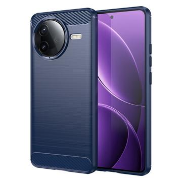 Carcasa de TPU Brushed para Xiaomi Redmi K80/Poco F7 Pro - Fibra de Carbono - Azul
