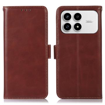 Funda de cuero tipo billetera con RFID Xiaomi Redmi K90/Poco F8 Pro - Marrón