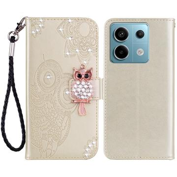 Xiaomi Redmi Note 13 Búho Rhinestone Funda Billetera