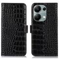 Funda Crocodile con RFID para Xiaomi Redmi Note 13 Pro 4G/Poco M6 Pro - Estilo Cartera - Negro