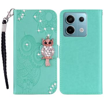 Xiaomi Redmi Note 13 Pro/Poco X6 Búho Rhinestone Funda billetera