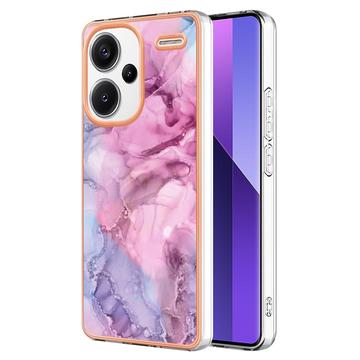 Funda TPU Marble Pattern Electrochapada IMD para Xiaomi Redmi Note 13 Pro+ - Azul / Rosa