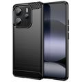 Carcasa de TPU Brushed para Xiaomi Redmi Note 14 4G - Fibra de Carbono - Negro