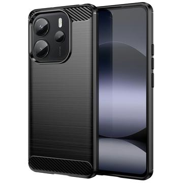 Carcasa de TPU Brushed para Xiaomi Redmi Note 14 4G - Fibra de Carbono - Negro