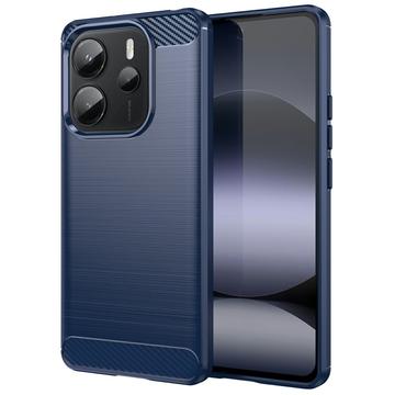 Carcasa de TPU Brushed para Xiaomi Redmi Note 14 4G - Fibra de Carbono - Azul