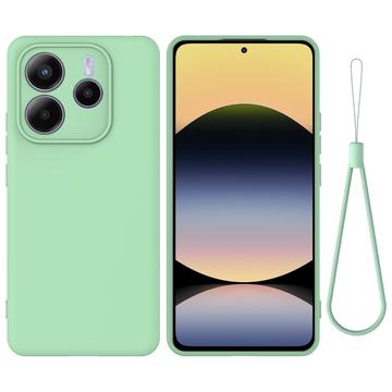 Xiaomi Redmi Note 14 5G Funda de silicona líquida con correa de mano - Verde