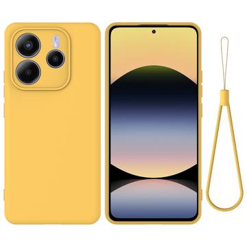 Xiaomi Redmi Note 14 5G Funda de silicona líquida con correa de mano - Amarillo