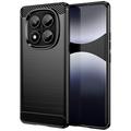 Carcasa de TPU Brushed para Xiaomi Redmi Note 14 Pro 4G - Fibra de Carbono - Negro