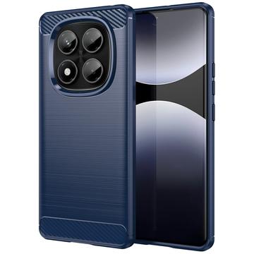 Carcasa de TPU Brushed para Xiaomi Redmi Note 14 Pro 4G - Fibra de Carbono - Azul