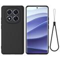 Xiaomi Redmi Note 14 Pro 5G, Poco X7 Funda de silicona líquida con correa de mano - Negro