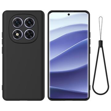 Xiaomi Redmi Note 14 Pro 5G, Poco X7 Funda de silicona líquida con correa de mano - Negro