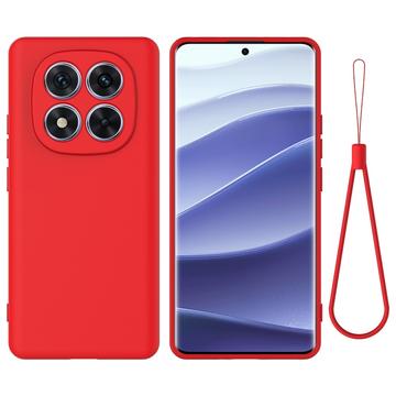 Xiaomi Redmi Note 14 Pro 5G/Poco X7 Funda de silicona líquida con correa de mano - Rojo