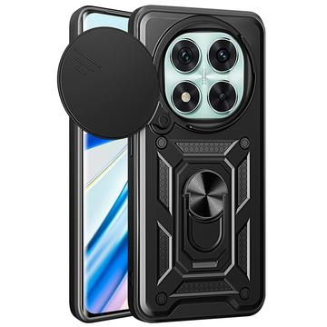Funda híbrida con anillo giratorio y protector de cámara para Xiaomi Redmi Note 14 Pro 5G/Poco X7 - Negro