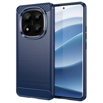Carcasa de TPU Brushed para Xiaomi Redmi Note 14 Pro+ 5G - Fibra de Carbono - Azul
