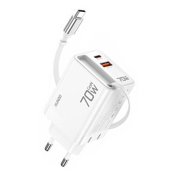 Xundd XDCH-109 Cargador rápido GaN de 70W con cable USB-C - Enchufe UE - Blanco