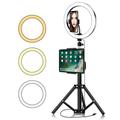 YINGNUOST 26cm Luz de Relleno con 1.2m Trípode ABS+PC 3 Modos de Luz Selfie Ring Light para YouTube Video