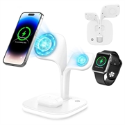 YM-UD22 Pro Estación de carga MagSafe 3 en 1 con luz nocturna - 15W - Blanco