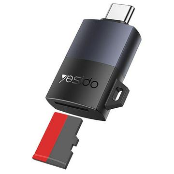 Lector de tarjetas TF USB-C Yesido GS37 con cordón - Adaptador OTG Plug-and-Play a 480 Mbps